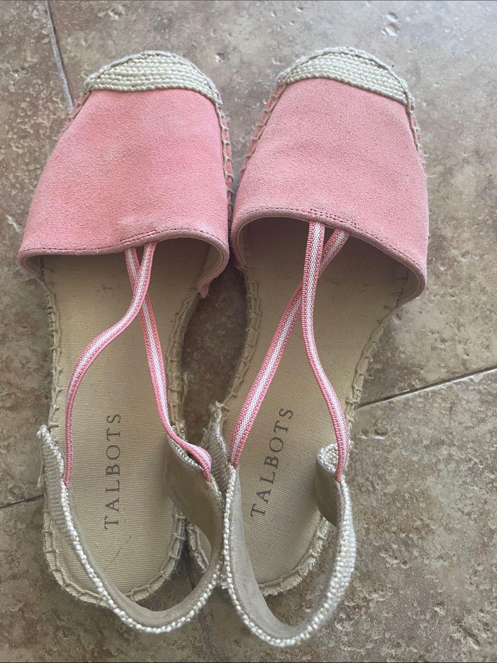 Talbots Coral Pink Espadrille Slingback Flats